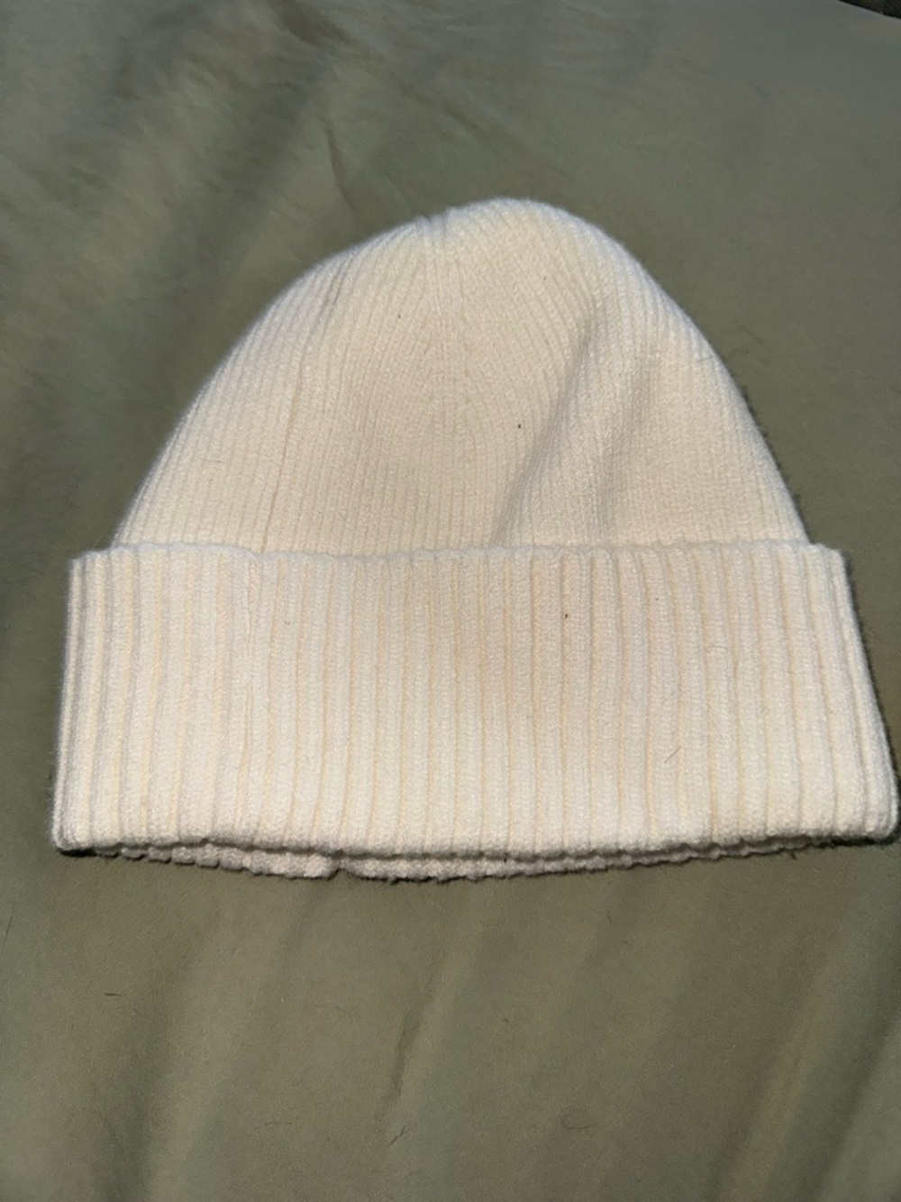 Cozy Ribbed Knit White Beanie